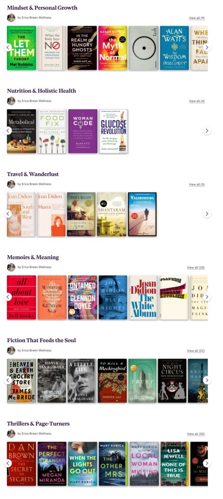 Image of books Erica Breen Wellness Recommends on bookshop.org